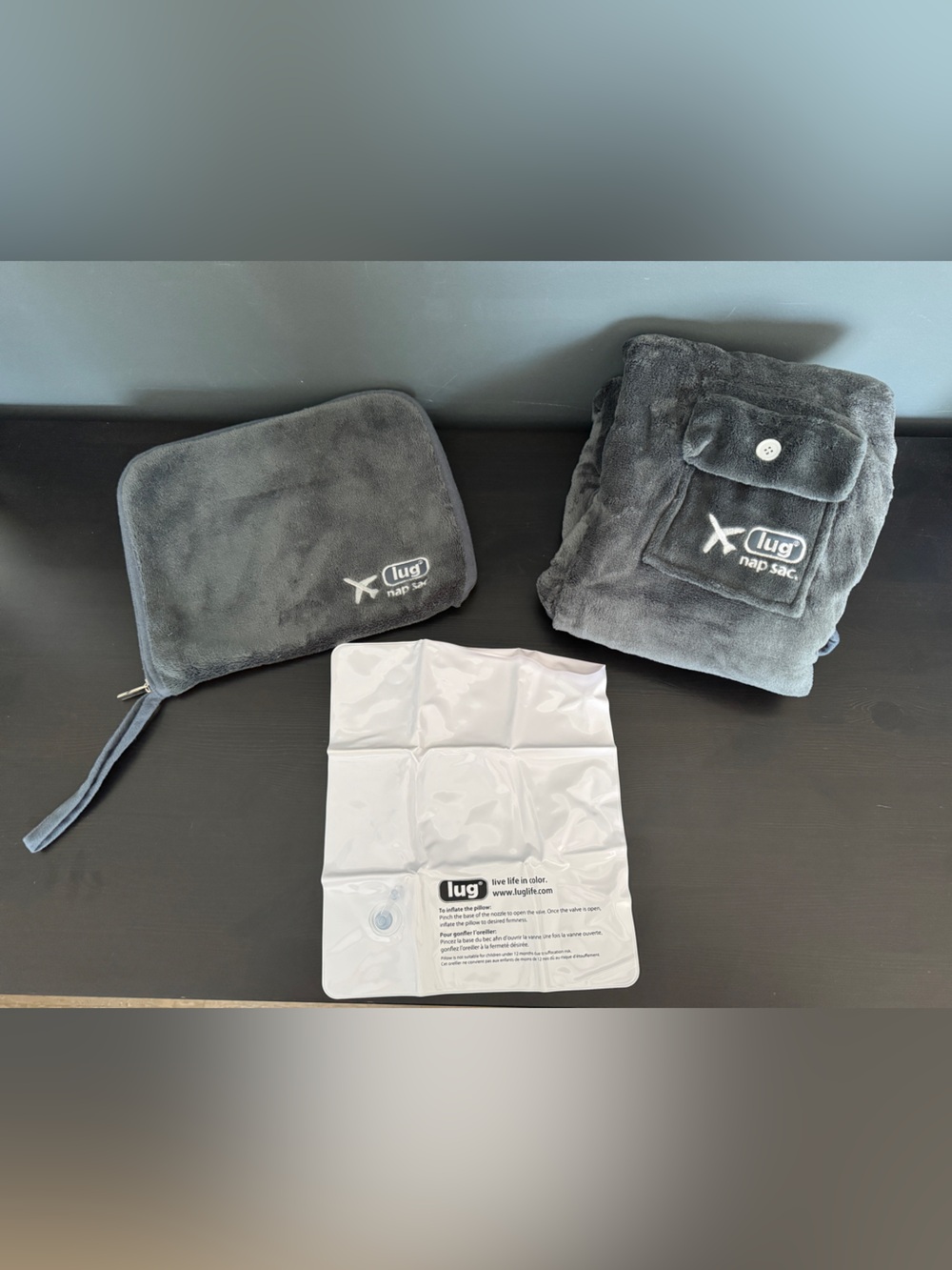 LUG Nap Sac Travel Blanket and Pillow Set